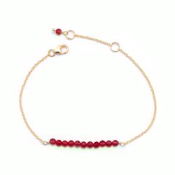 Pulsera Plata Dorada Mujer PUM0045DORJXX Piedras Minerales Rubí Jade