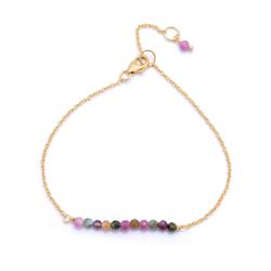 Pulsera Plata Dorada Mujer PUM0045DOTRXX Piedras Minerales Turmalina
