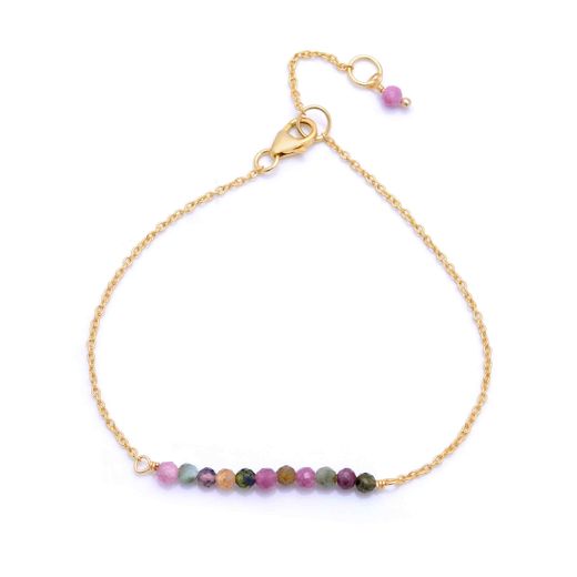 Pulsera Plata Dorada Mujer PUM0045DOTRXX Piedras Minerales Turmalina