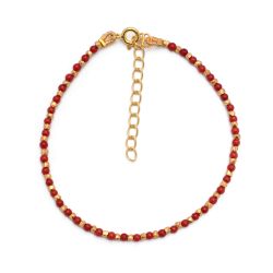 Pulsera Plata Dorada Mujer PUM0047DOCL Piedras Minerales Coral