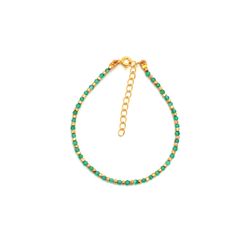 Pulsera Plata Dorada Mujer PUM0047DOOV Piedras Minerales Onix Verde