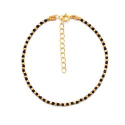 Pulsera Plata Dorada Mujer PUM0047DOOX Piedras Minerales Onix Negro