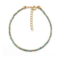 Pulsera Plata Dorada Mujer PUM0047DOTU Piedras Minerales Turquesa