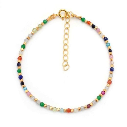 Pulsera Plata Dorada Mujer PUM0047DOVA Piedras Minerales Varias