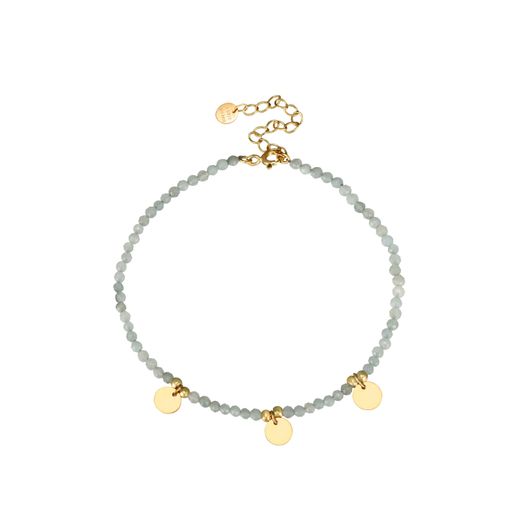 Pulsera Plata Dorada Mujer PUM0049DOAZ Piedras Minerales Amazonite