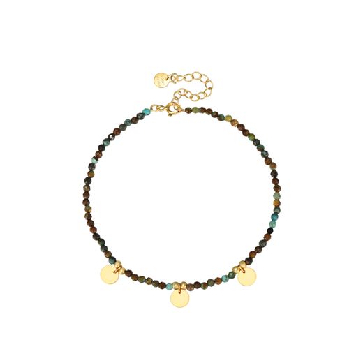 Pulsera Plata Dorada Mujer PUM0049DOTU Piedras Minerales Turquesa