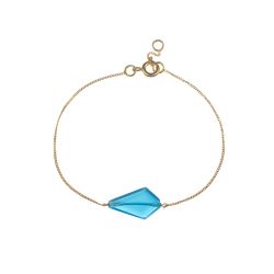 Pulsera Plata Dorada Mujer PUM0051DOCB Piedras Minerales Calcedonia Azul Rombo