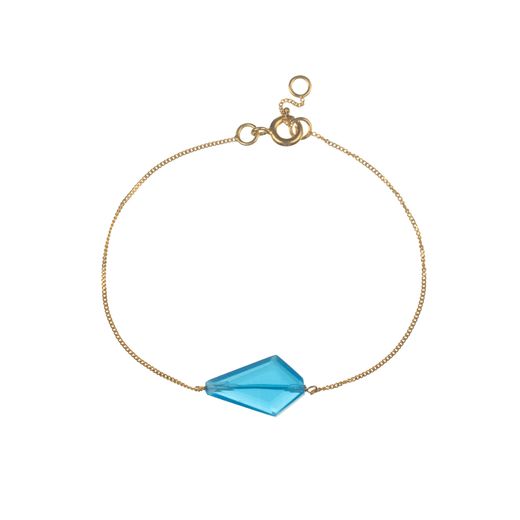 Pulsera Plata Dorada Mujer PUM0051DOCB Piedras Minerales Calcedonia Azul Rombo