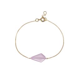 Pulsera Plata Dorada Mujer PUM0051DOCR Piedras Minerales Cuarzo Rosa Rombo
