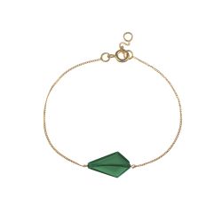 Pulsera Plata Dorada Mujer PUM0051DOOV Piedras Minerales Onix Verde Rombo