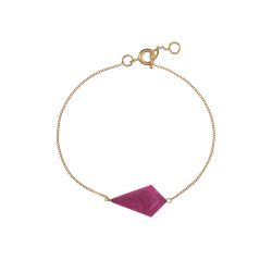 Pulsera Plata Dorada Mujer PUM0051DORU Piedras Minerales Rubí Rombo