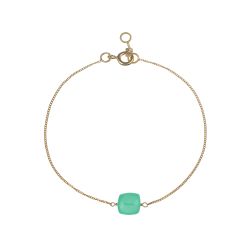 Pulsera Plata Dorada Mujer PUM0052DOCA Piedras Minerales Calcedonia Cuadrada