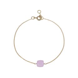 Pulsera Plata Dorada Mujer PUM0052DOCR Piedras Minerales Cuarzo Rosa Cuadrada
