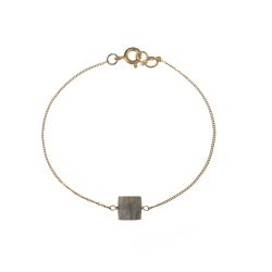 Pulsera Plata Dorada Mujer PUM0052DOLA Piedras Minerales Labradorita Cuadrada