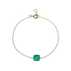 Pulsera Plata Dorada Mujer PUM0052DOOV Piedras Minerales Onix Verde Cuadrada