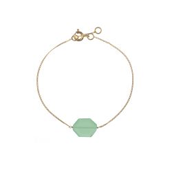 Pulsera Plata Dorada Mujer PUM0053DOCA Piedras Minerales Calcedonia Hexagonal