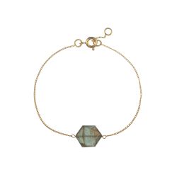 Pulsera Plata Dorada Mujer PUM0053DOLA Piedras Minerales Labradorita Hexagonal