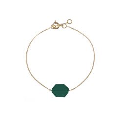 Pulsera Plata Dorada Mujer PUM0053DOOV Piedras Minerales Onix Verde Hexagonal