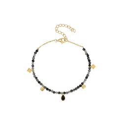 Pulsera Plata Dorada Mujer PUM0055DOCN Piedras Minerales Rutilo Negro