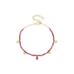 Pulsera Plata Dorada Mujer PUM0055DOTR Piedras Minerales Turmalina Rosa