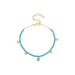 Pulsera Plata Dorada Mujer PUM0055DOTU Piedras Minerales Turquesa