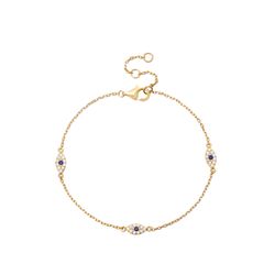 Pulsera Plata Dorada Mujer PUZ0114DO Ojo Turco Circonitas Azul Bicolor Blancas