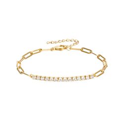 Pulsera Plata Dorada Mujer PUZ0124DO Eslabones Gruesos Circonitas