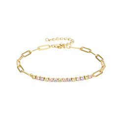 Pulsera Plata Dorada Mujer PUZ0124DOVA Eslabones Gruesos Circonitas Multicolor