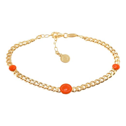 Sovrani AVP205 Gold-Plated Silver Bracelet with Orange Circles