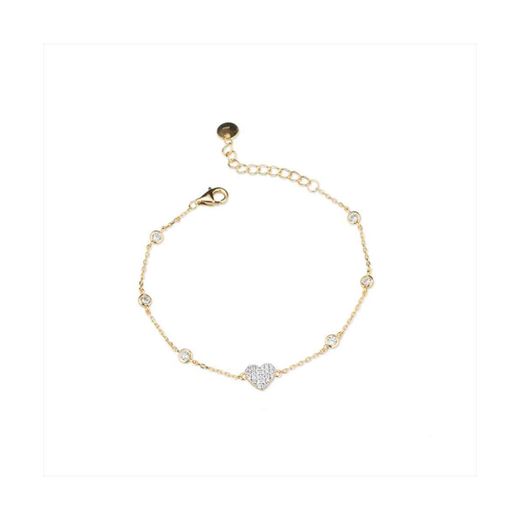 Pulsera Plata Dorada Sovrani Mujer J11645 Corazón C. Circonitas 16+4cm