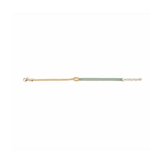 Pulsera Plata Dorada Sovrani Mujer J9176 Nudo Central C. Circonitas Verde Esmeralda 17+3