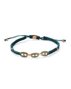 Pulsera Plata Dorada Viceroy Hombre 13255P100-32 Cordón Verde Circonitas Verdes