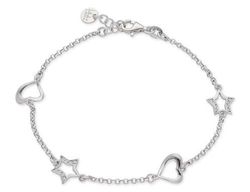 Pulsera Plata Liska LAF6067BR Corazones & Estrellas En Brillo