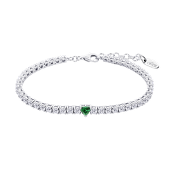 Pulsera Plata Lotus LP3762-2/4 Corazón Circonita Verde - Circonitas Blancas