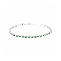 Pulsera Plata Mujer B27005EM Circonitas Esmeralda Bicolor Blancas 16+2cm