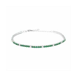 Pulsera Plata Mujer B27175EM Circonitas Esmeralda Bicolor Blancas 16+2cm