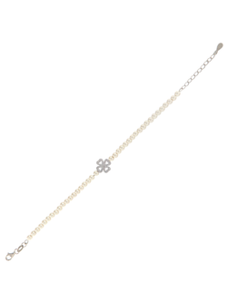 Pulsera Plata Mujer PPPP4 Trébol Perlas