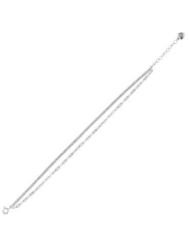 Pulsera Plata Mujer PPRL11 Doble C. Circonitas