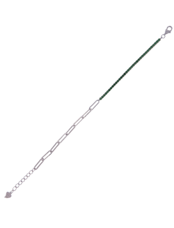 Pulsera Plata Mujer PPRL7/CV Eslabones Alargados Circonitas Verdes