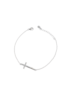 Pulsera Plata Mujer PPUL3018 Cruz En Brillo