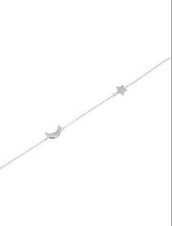 Pulsera Plata Mujer PPUL3019 Media Luna & Estrella En Brillo
