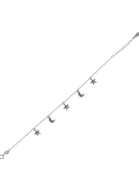 Pulsera Plata Mujer PPUL3092 Estrella, Luna & Estrella C. Circonitas Multicolor