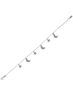Pulsera Plata Mujer PPUL3101 Lunas y Estrellas En Brillo