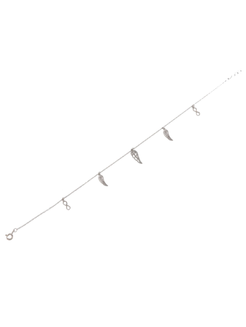 Pulsera Plata Mujer PPUL3116 Alas Caladas En Brillo