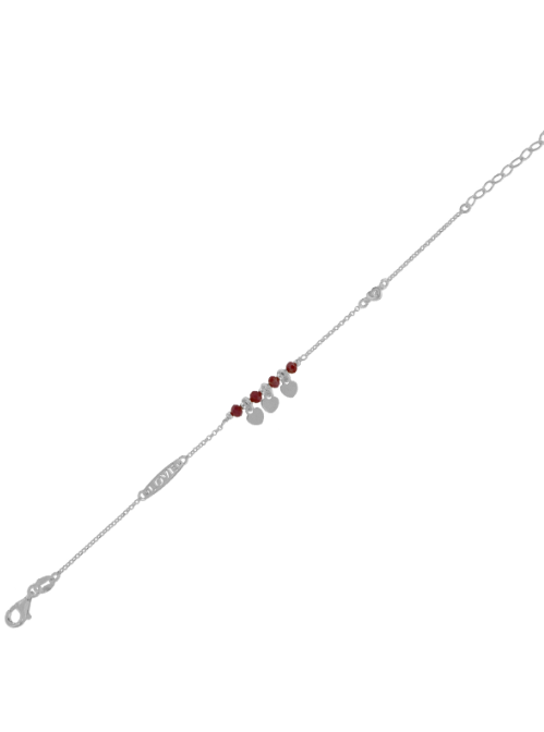 Pulsera Plata Mujer PPUL3144/R Corazones C. Piedras Rojas