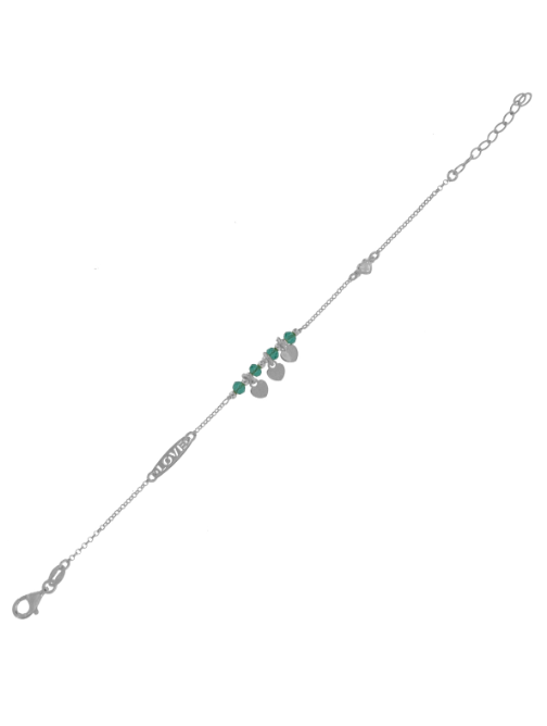 Pulsera Plata Mujer PPUL3144/V Corazones C. Piedras Verdes