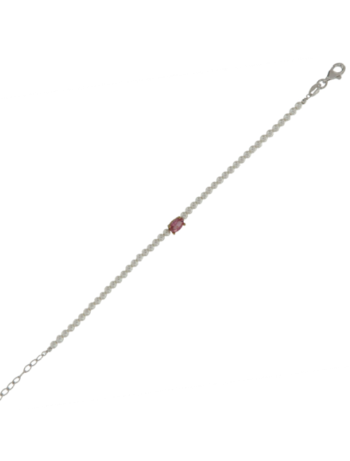 Pulsera Plata Mujer PPUL3148 Perlas C. Circonita Rosa