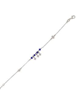 Pulsera Plata Mujer PPUL3149/Z Cruces Circonitas Azules