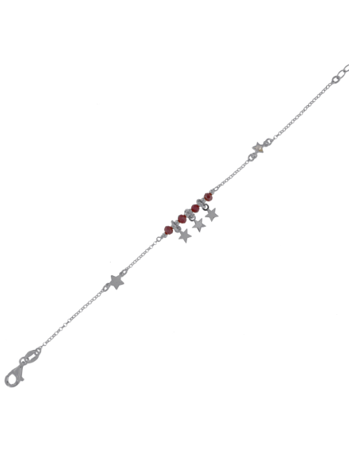 Pulsera Plata Mujer PPUL3150/R Estrellas C. Piedras Rojas