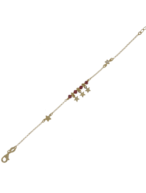 Pulsera Plata Dorada Mujer PPUL3150/RC Estrellas C. Piedras Rojas
